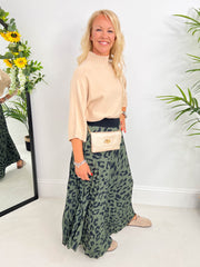 The Valeria - Leopard Print Pleated Maxi Skirt