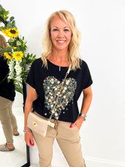 The Jennifer - Floral Heart Shaped Graphic t-shirt