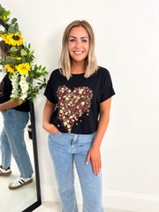 The Jennifer - Floral Heart Shaped Graphic t-shirt