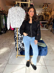 The Crystal- Floral Lace Bomber Jacket