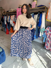 The Valeria - Leopard Print Pleated Maxi Skirt