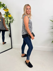 The Sofia - Asymmetric Black and White Blouse