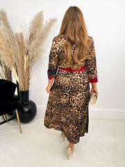 The Trina - Leopard Print Maxi Shirt Dress