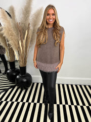 The Millie- Sleeveless Knit with Fur Detailing