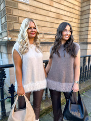 The Millie- Sleeveless Knit with Fur Detailing