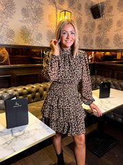 The Lila- Diamante Leopard Print Ruffle Dress