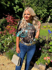 The Cerys - Abstract Animal Print Blouse