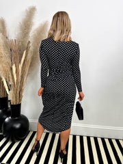 The Mila - Polka Dot Ruched Waist Dress