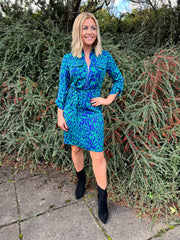 The Masie - Green and Blue Leopard Utility Dress