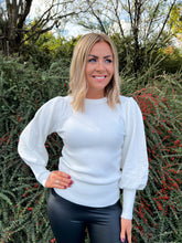 The Lizzy- White Detailed Sleeve Knit