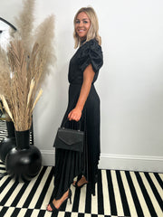 The Rose- Black Satin Maxi Dress