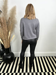 The Beth - Grey Sweatshirt with Diamante Heart Detailing