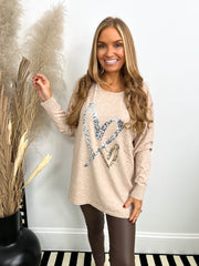 The Yazmin - Sequin Heart Detail Knit