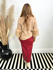 The Jodi - PU Midi Skirt with Split