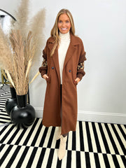 The Collette - Long Coat with Knitted Sleeves