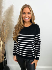 The Bailey - Striped Gold Button Knit