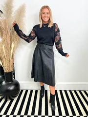 The Gloria - Belted PU Skirt