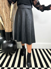 The Gloria - Belted PU Skirt