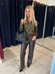 The Gabi- Satin Shirt with Gold Buttons