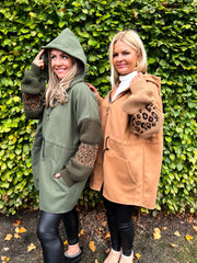 The Collette - Leopard Print Knitted Sleeve Zip Up