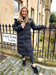 The Sonia - Black and Boucle Reversible Puffer Coat