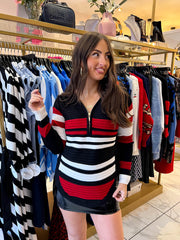 The Suzie - Striped Half Zip Knit