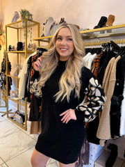 The Lilah- Black Sweatshirt with Floral Sleeves