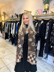 The Tyra - Checked and Flower Print Scarf