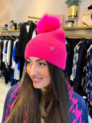 The Lola- Pom Pom Hat with Gold Heart Detail