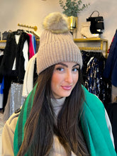The Kodi- Gold Fleck Pom Pom Hat with Heart Detail