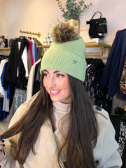 The Lola- Pom Pom Hat with Gold Heart Detail