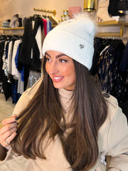 The Lola- Pom Pom Hat with Gold Heart Detail
