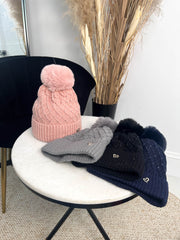 The Ellis- Pom Pom Hat with Diamante Detailing