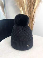 The Ellis- Pom Pom Hat with Diamante Detailing