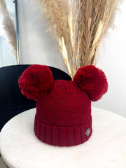 The Ruby- Double Pom Pom Hat with Snowflake Detail