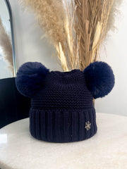 The Ruby- Double Pom Pom Hat with Snowflake Detail
