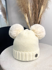 The Ruby- Double Pom Pom Hat with Snowflake Detail