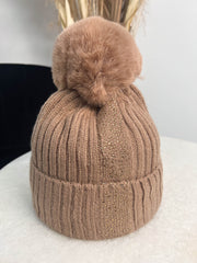 The Arianne- Blush Pink Pom Pom Hat with Gold Diamantes