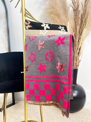 The Tyra - Checked and Flower Print Scarf