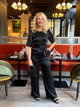 The Carrie- Black Jumpsuit with Leopard Print Detailing