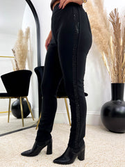 The Luna- Black Leggings with Diamante Detailing
