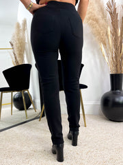 The Luna- Black Leggings with Diamante Detailing