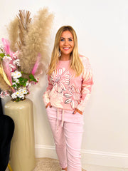 The Terry - Pink Floral Sequin Knit