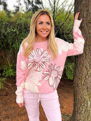 The Terry - Pink Floral Sequin Knit