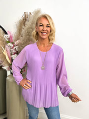 The Lynne - Pleated Blouse with Necklace