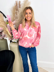 The Serena - Bubble Print Long Sleeved Blouse