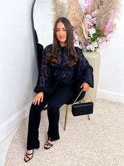 The Grace - Mesh Embroidered Flower Shirt