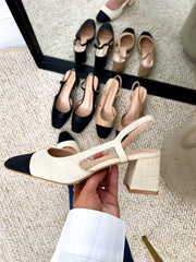 The Khloe - Heeled Slingback Mule