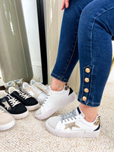 The Paisley - White and Beige Distressed Sole Star Trainers