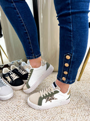 The Paisley - Khaki and Beige Distressed Sole Star Trainer